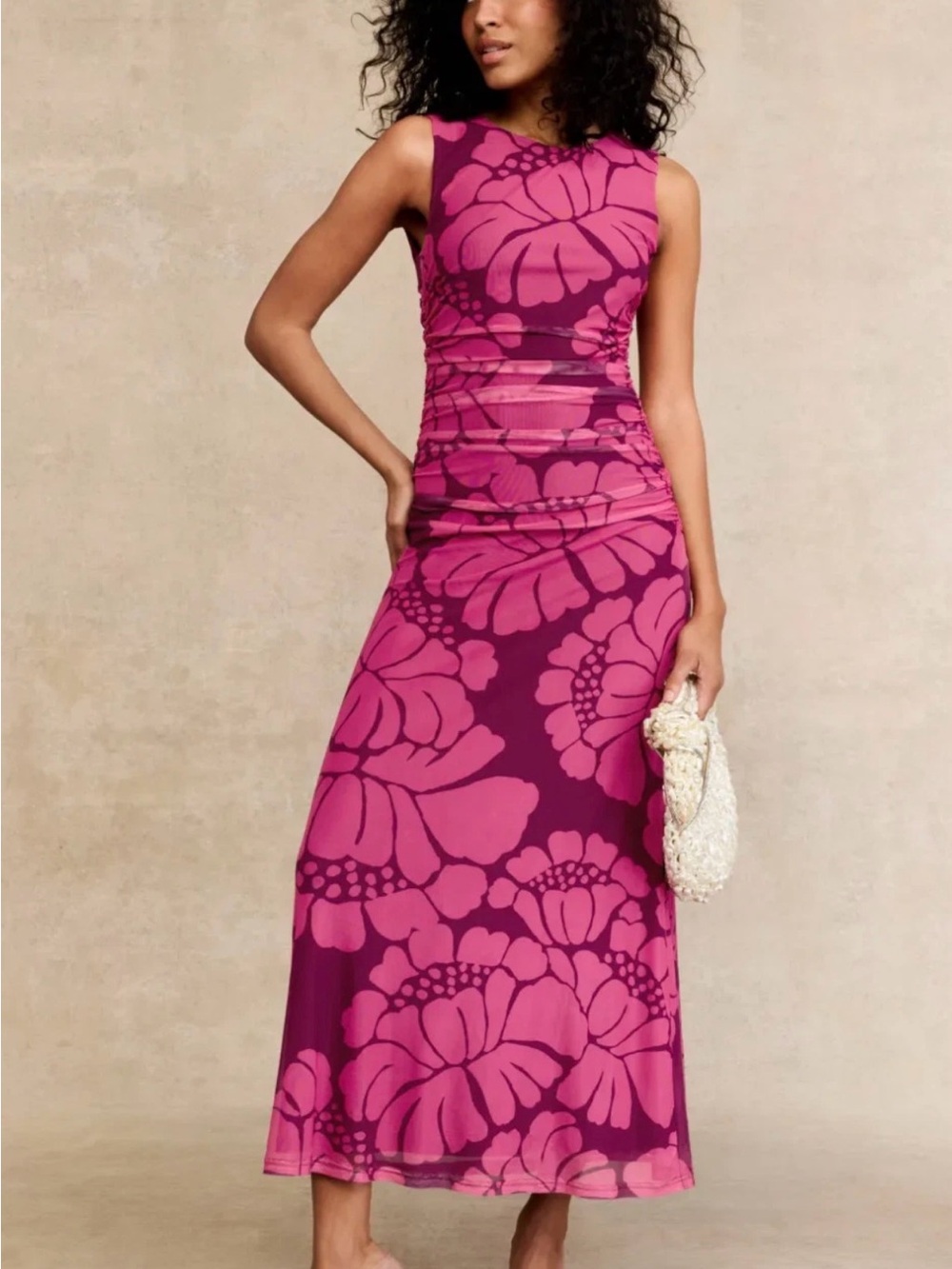 MINKPINK Fuchsia & Magenta Floral Midi Dress